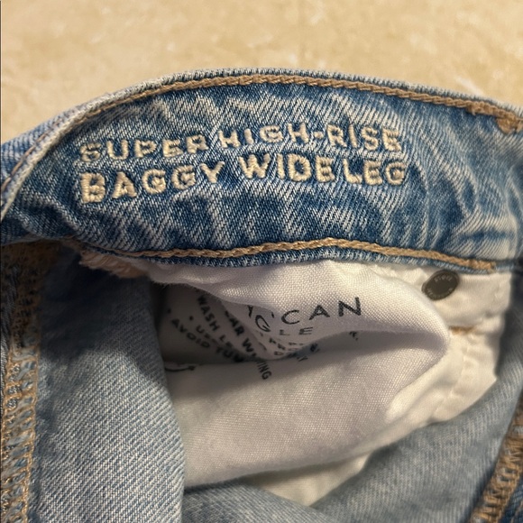 American Eagle Super High Rise Baggy Wide Leg Jeans 2 X Long - Picture 9 of 9